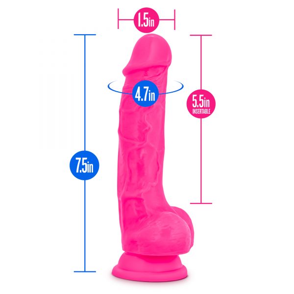 Neo Dual Density Cock With Balls 7in Neon Pink - Image 5