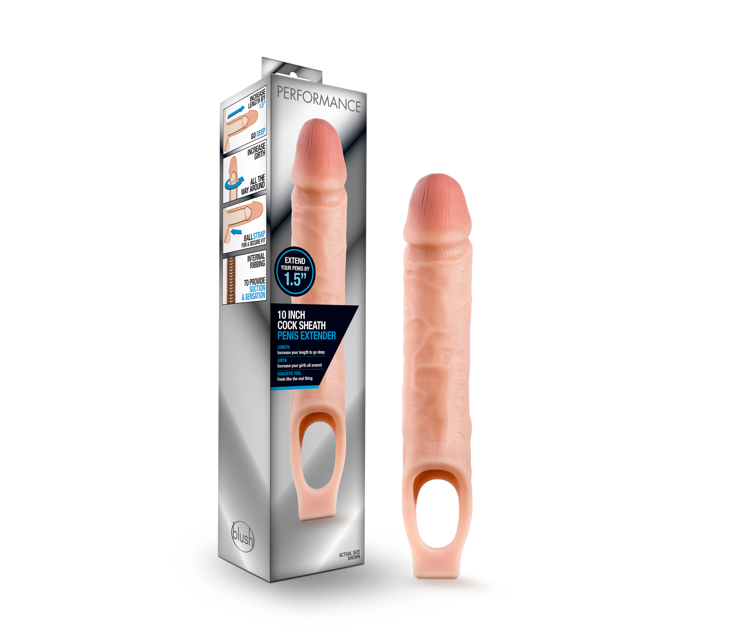 Performance 10in Cock Sheath Penis Extender Vanilla