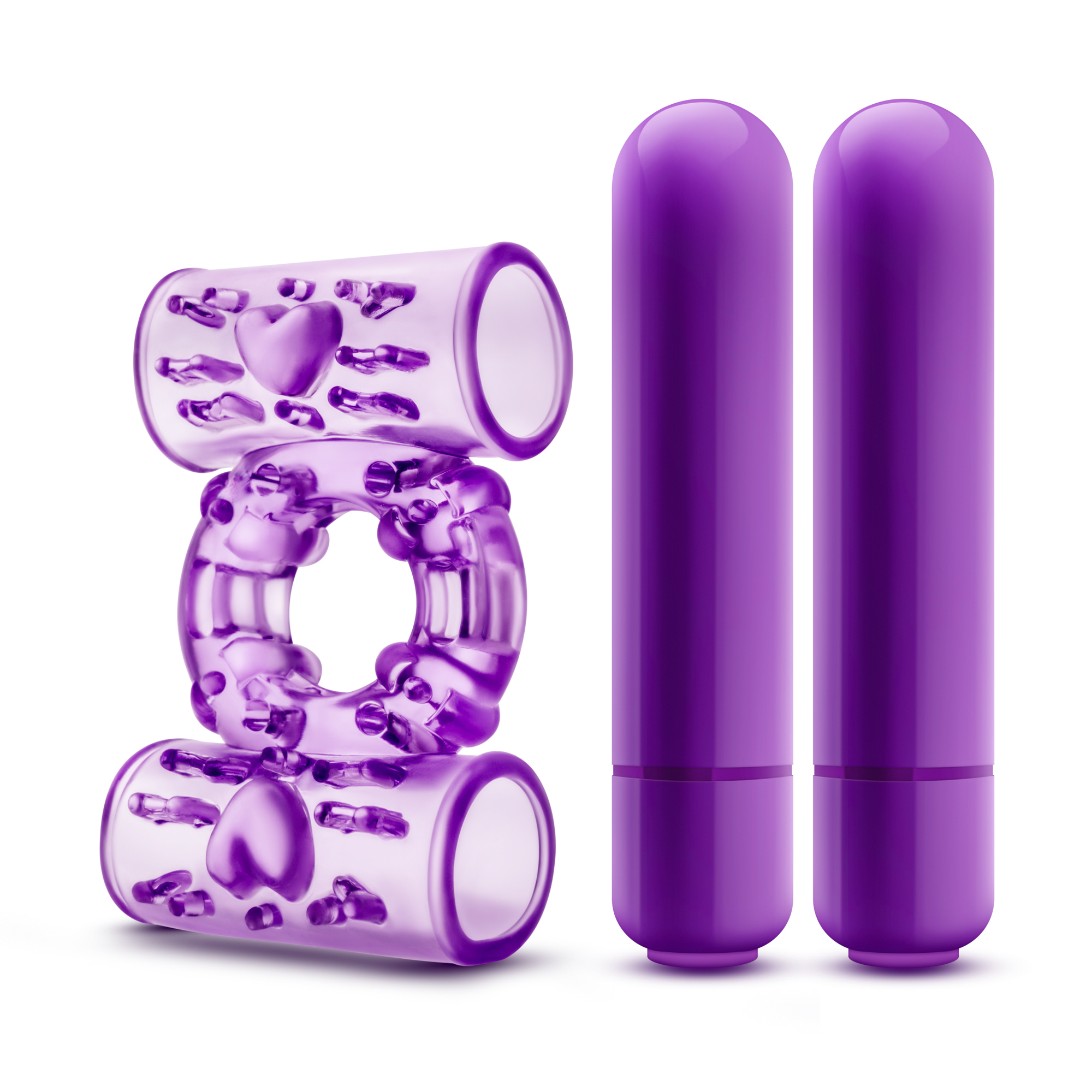 Play With Me Double Play Dual Vibrating Cock Ring Purple - Image 3