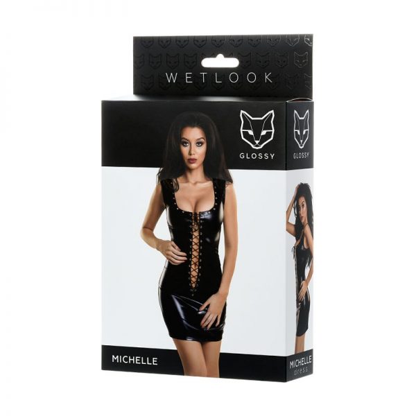Glossy Wetlook Dress w Studs Michelle - Image 4