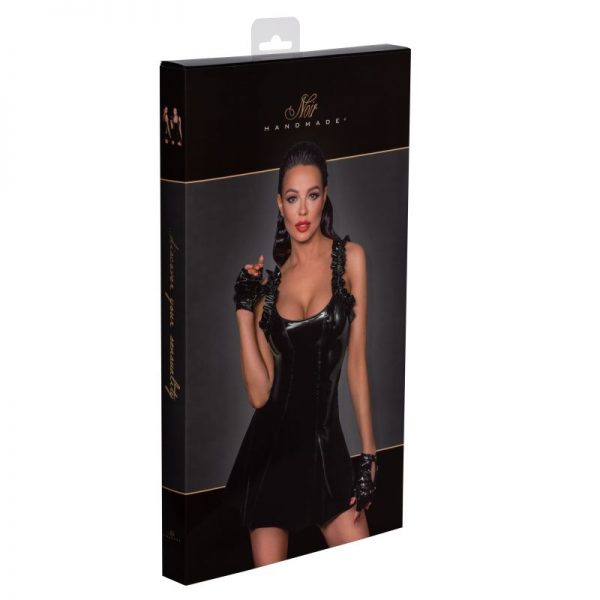 Short PVC dress w Frilled Shoulder Straps - Image 6