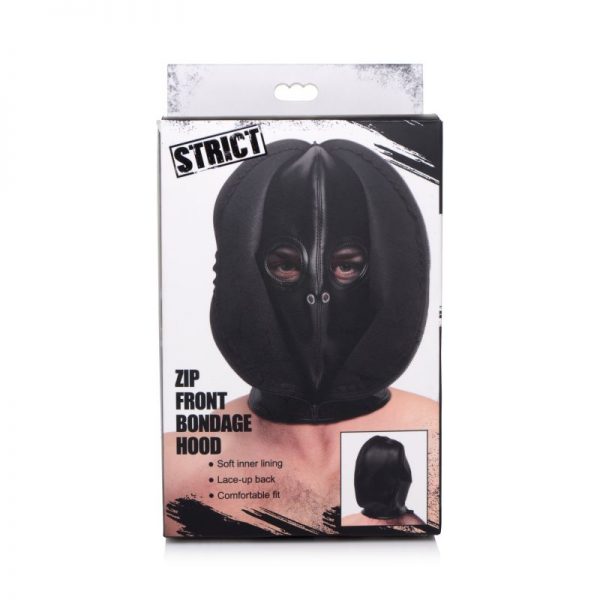 Zip Front Bondage Hood Black - Image 5