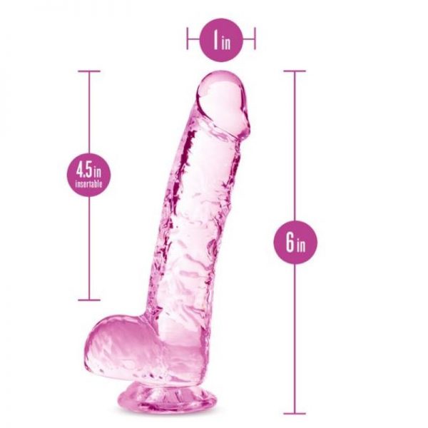Naturally Yours 6" Crystaline Dildo Rose - Image 4