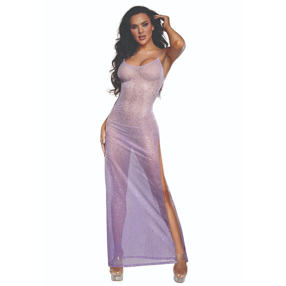 DreamGirl Ombre Glitter Mesh Gown Lilac - Image 2