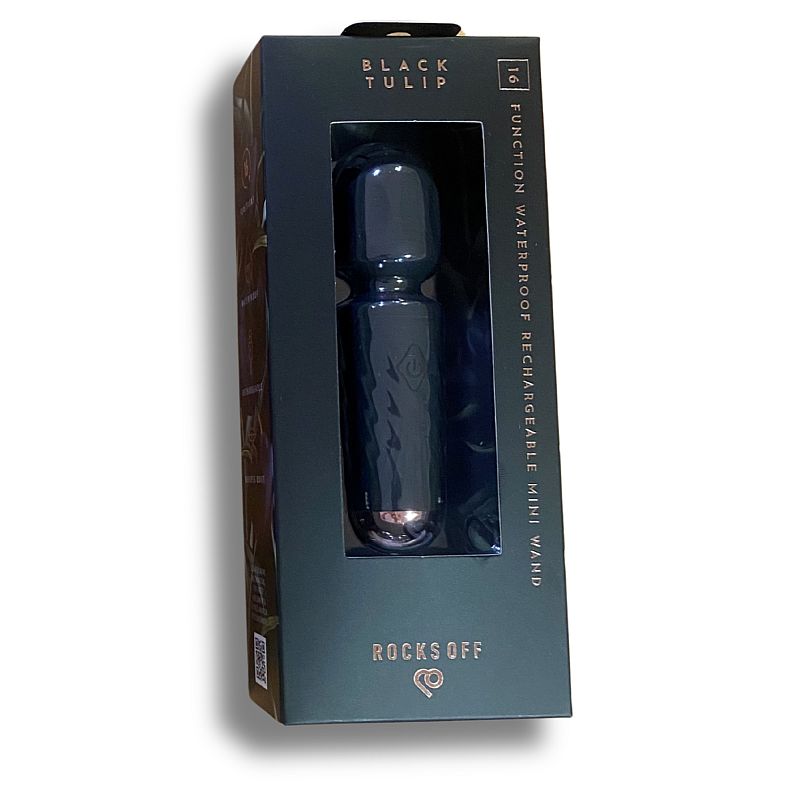 Rechargeable 16 Mode Silicone Mini Wand Black Tulip - Image 2