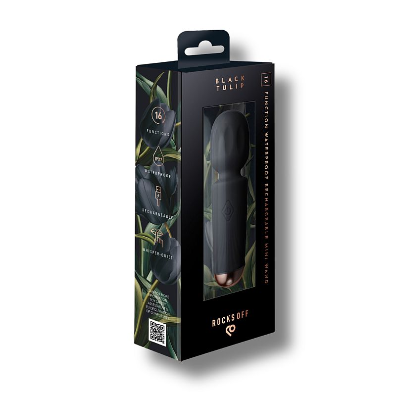 Rechargeable 16 Mode Silicone Mini Wand Black Tulip - Image 3